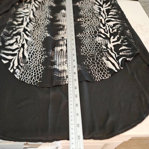 Alberto Makali NY Medium Blouse Button Up Animal Print B&W Designer - Picture 7 of 10